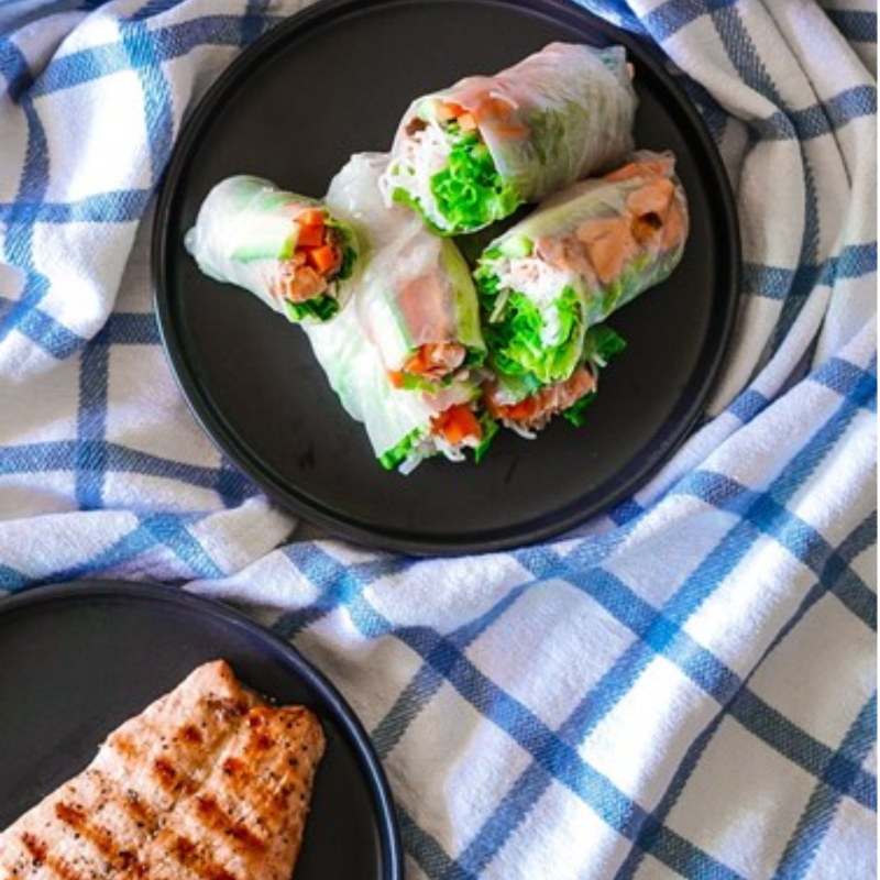 Grilled Salmon Spring Rolls Recipe for Grilled Salmon Spring Rolls